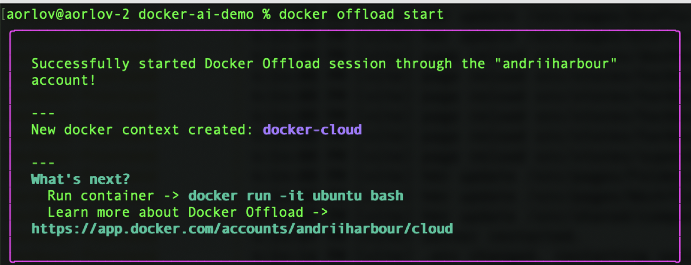 Docker offload